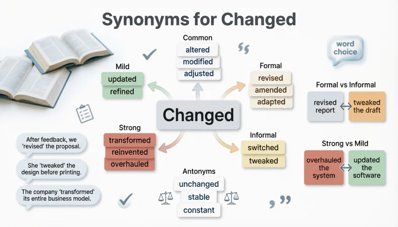 synonyms for changed