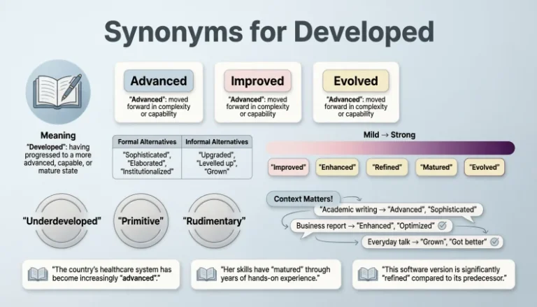 synonyms for developed