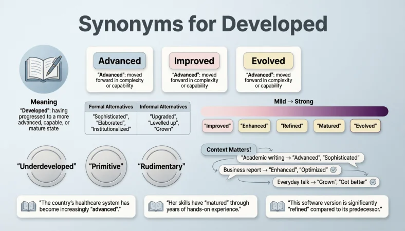 synonyms for developed