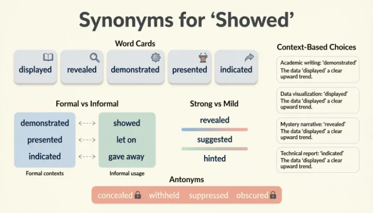 synonyms for showed