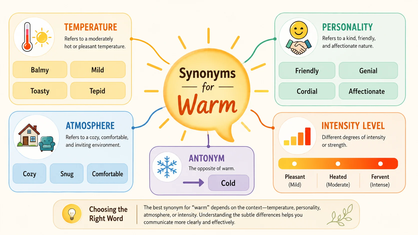 Synonyms for Warm